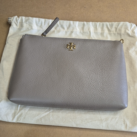 Tory Burch Handbags - Tory Burch Gray Leather Clutch
